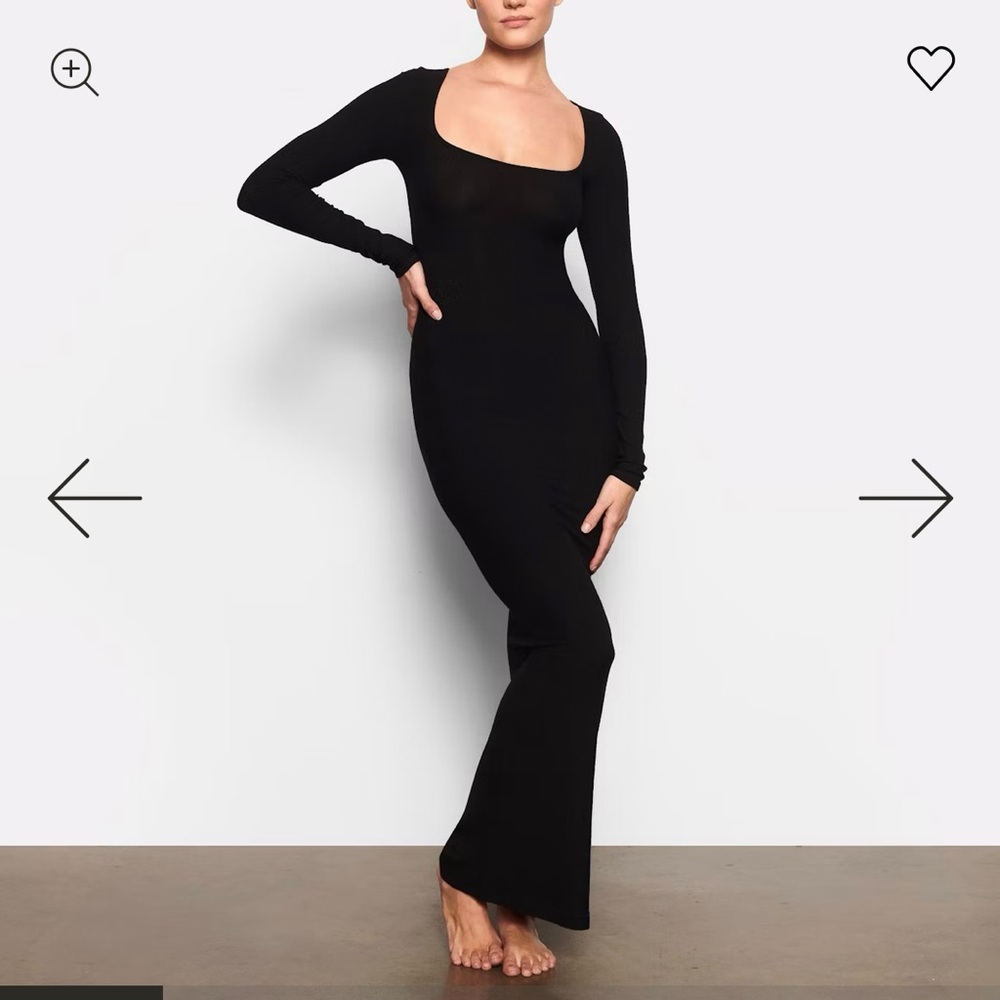 Skims Black Long Sleeve Dress